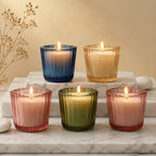 Musk Scallop Edge Ribbed Glass Soy Wax Candle | Festive Gift — Hand-Blown Glass from Firozabad, India | Festive & Pooja Décor