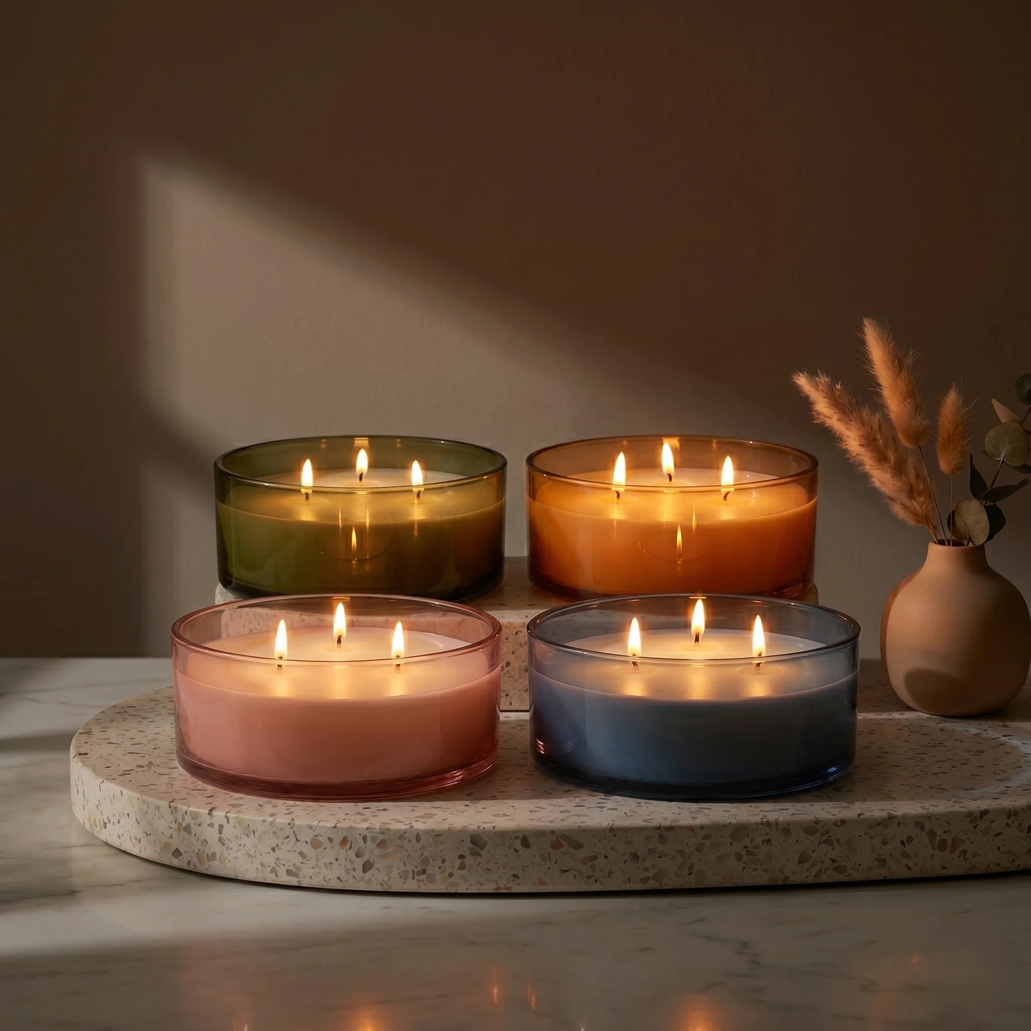 Oud 3-Wick Large Glass Bowl Candle | Premium Luxury Gift — Hand-Blown Glass from Firozabad, India | Luxury Home Décor & Co...
