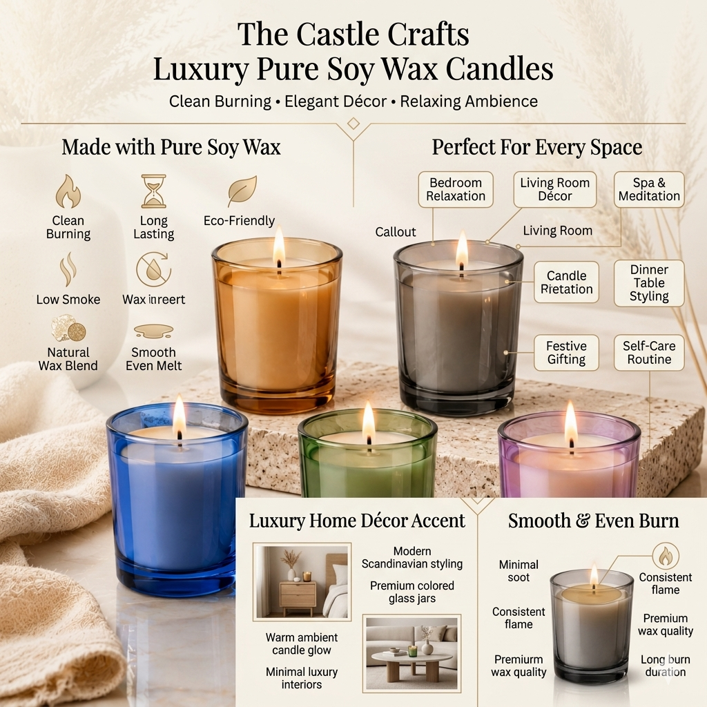Luxury soy wax candle infographic