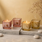 Vanilla Mercury Square Glass Soy Wax Candle | Luxury Gift — Hand-Blown Glass from Firozabad, India | Luxury Home Décor & C...
