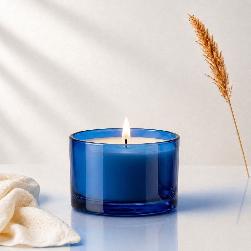 Blue lavender candle
