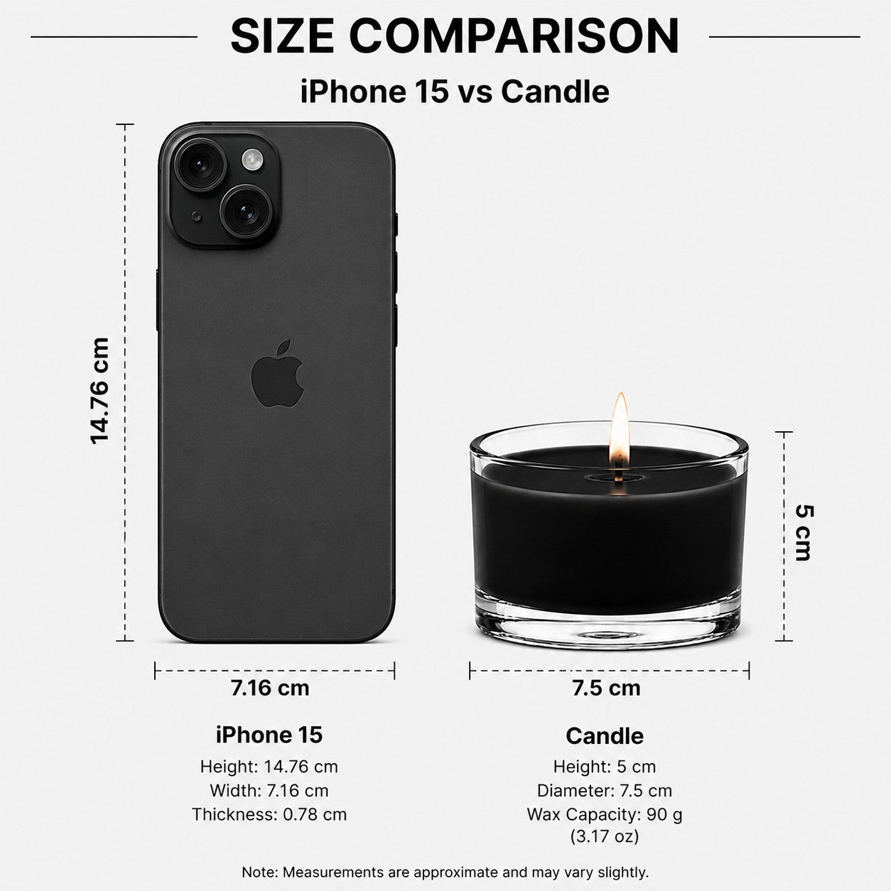 Lavender candle size comparison