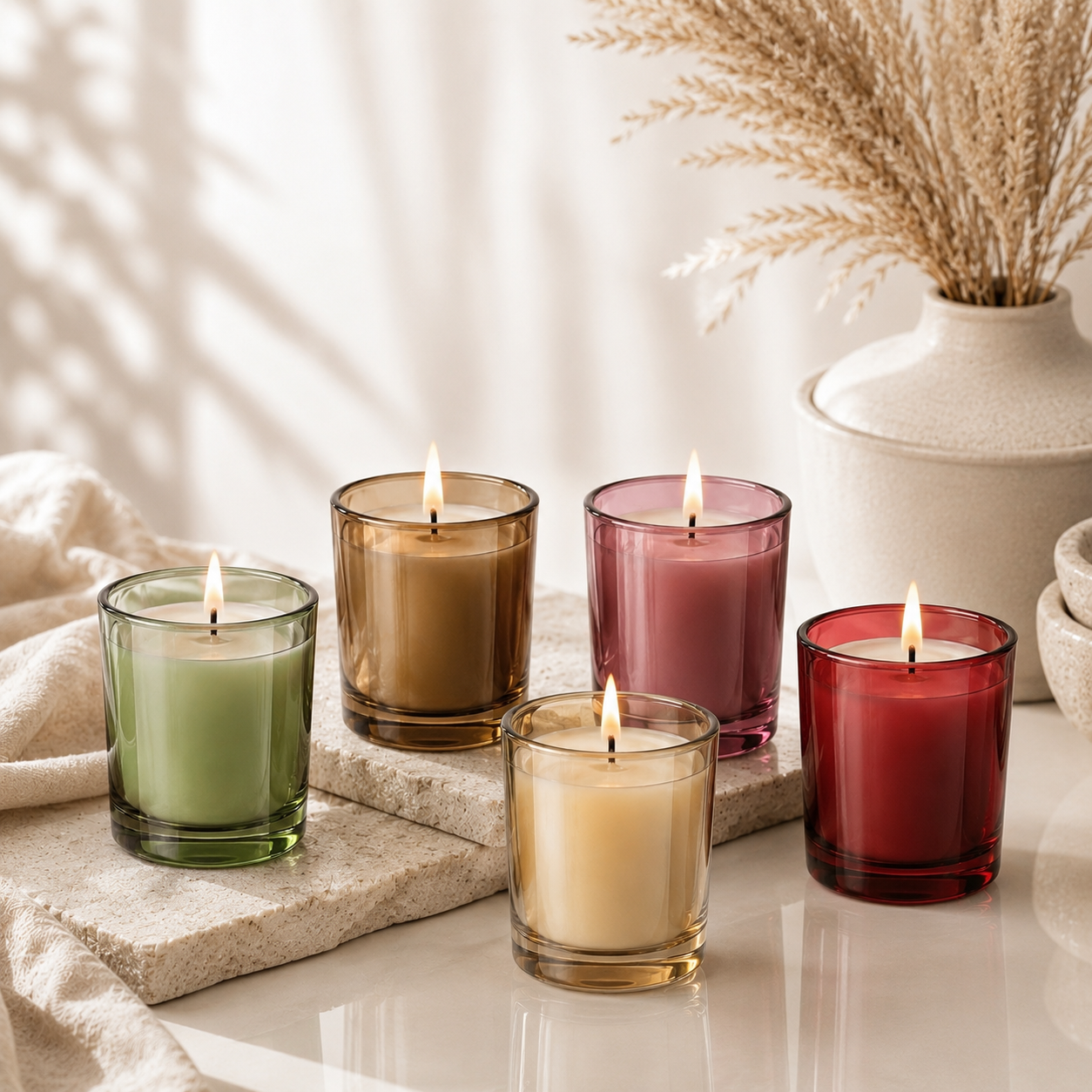 Luxury Colored Glass Soy Wax Candle Set