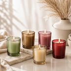 Luxury colored glass candle collection with rose fragrance