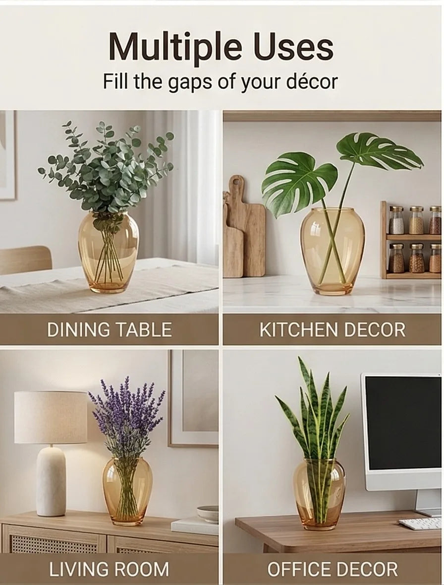 Apple Glass Flower Vase – Gold (7.1") - view 3