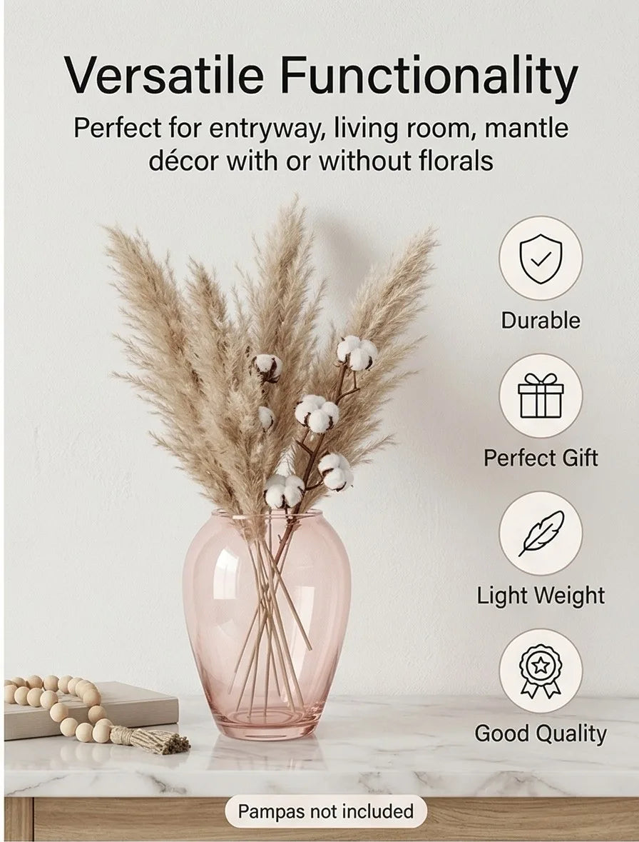 Apple Glass Flower Vase – Pink (7.1") - view 2