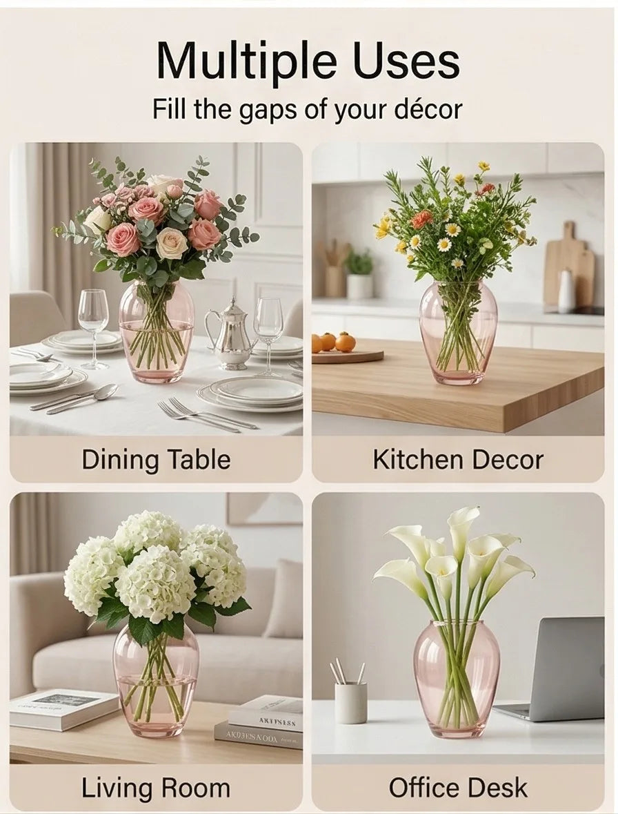 Apple Glass Flower Vase – Pink (7.1") - view 3