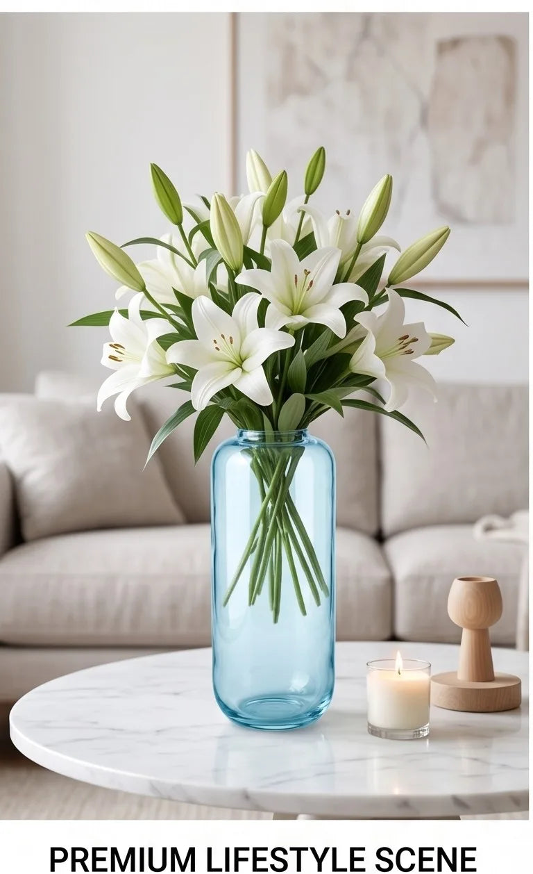 Capsule Glass Flower Vase – Blue (13.7") - view 2
