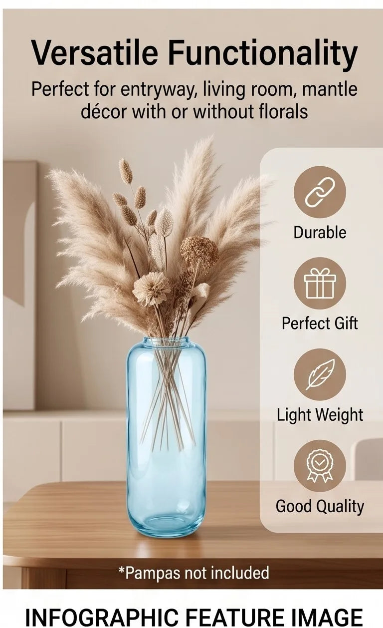 Capsule Glass Flower Vase – Blue (13.7") - view 3