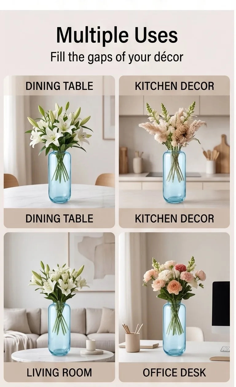 Capsule Glass Flower Vase – Blue (13.7") - view 5