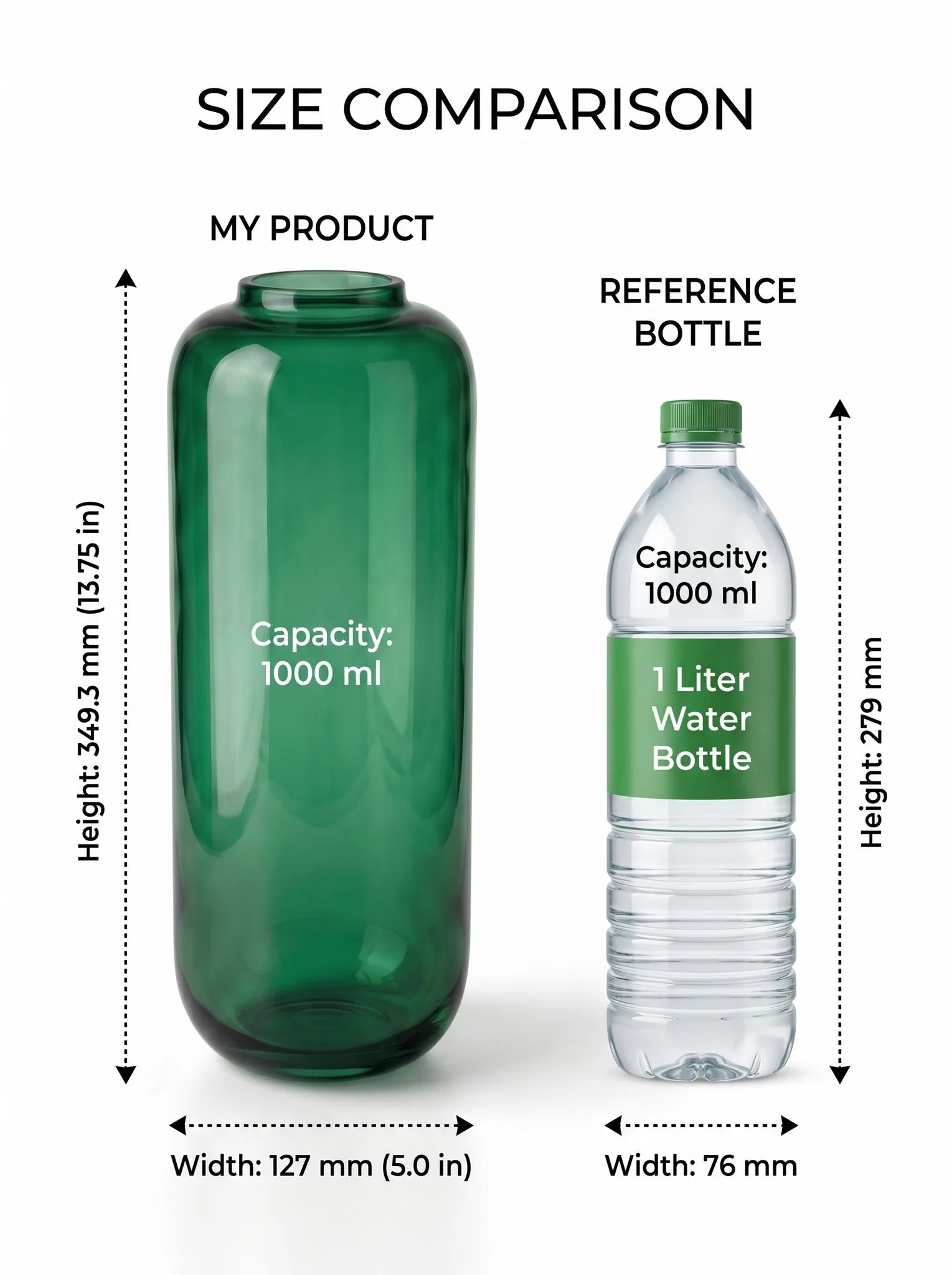 Capsule Glass Flower Vase – Green (13.7") - view 4