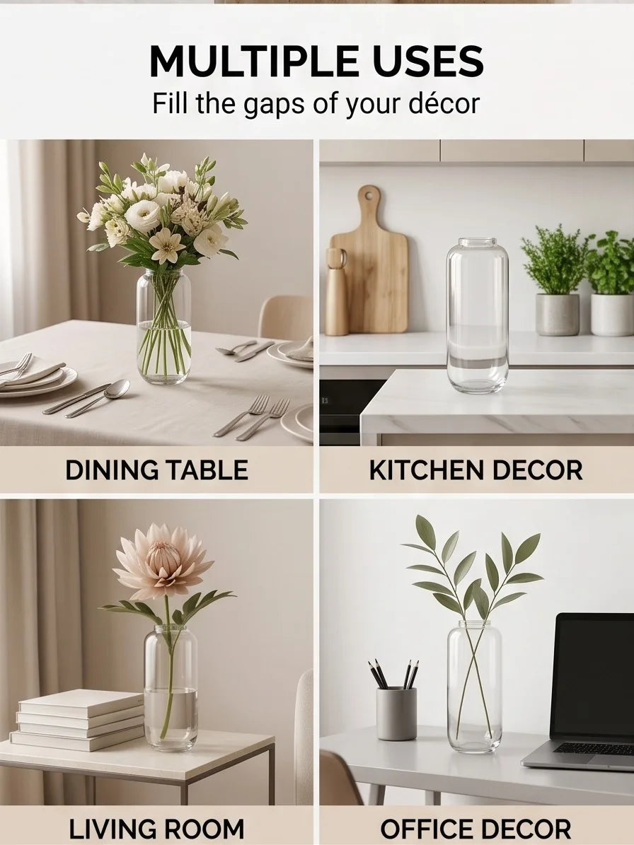 Capsule Glass Flower Vase – Clear (13.7") - view 5