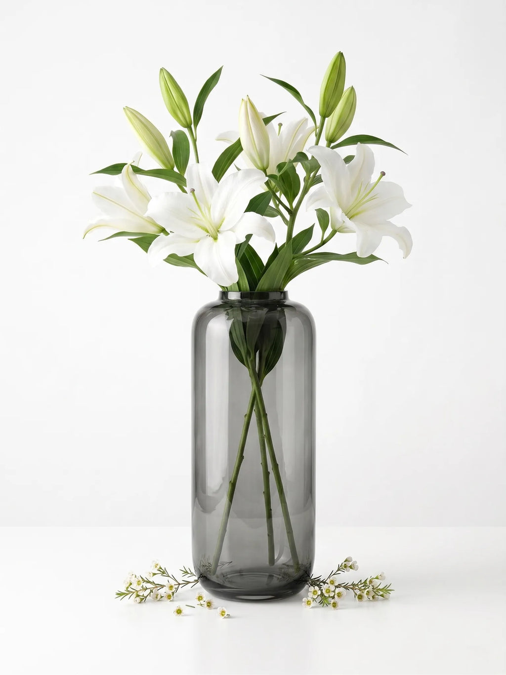 Capsule Glass Flower Vase – Grey (13.7")