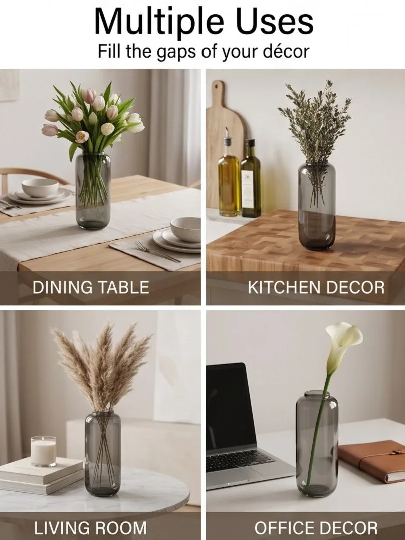 Capsule Glass Flower Vase – Grey (13.7") - view 5
