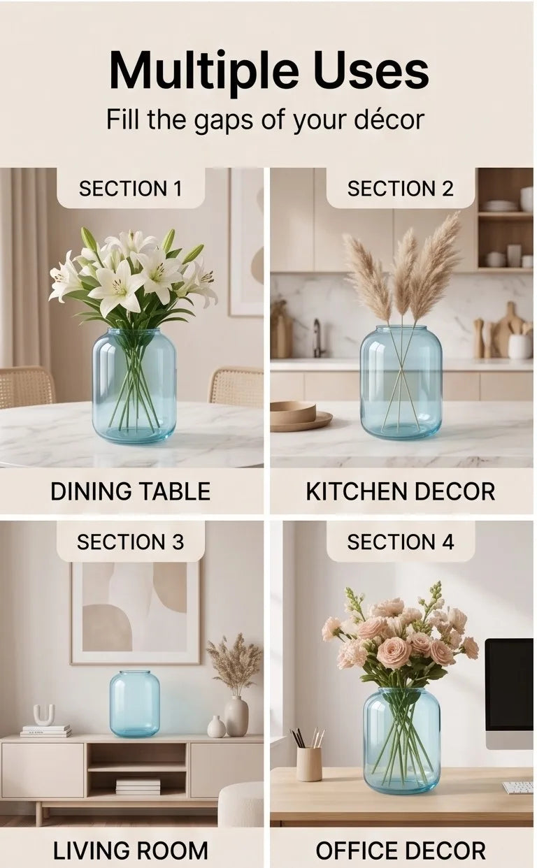 Capsule Glass Flower Vase – Blue (4") - view 5