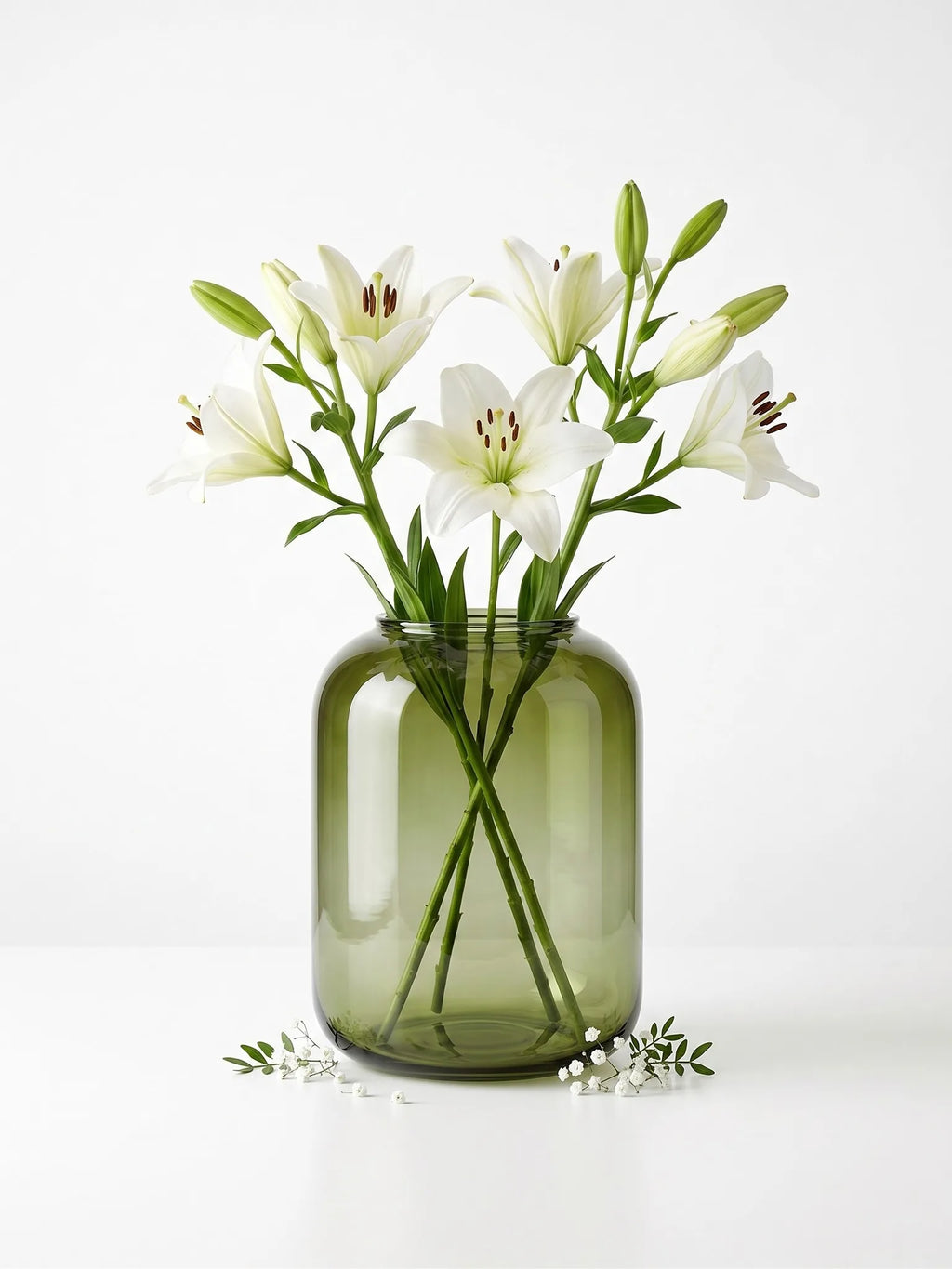 Capsule Glass Flower Vase – Green (4")