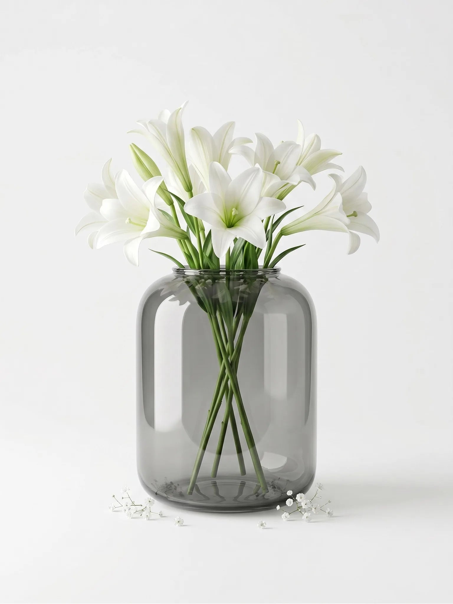 Capsule Glass Flower Vase – Grey (4")