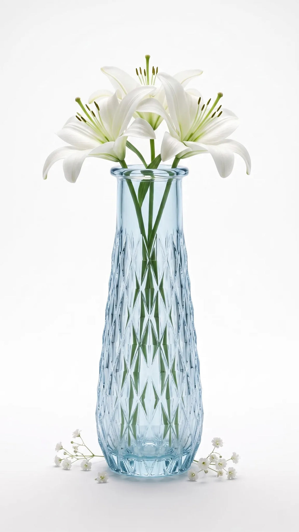Diamond Glass Flower Vase – Blue (13.5")