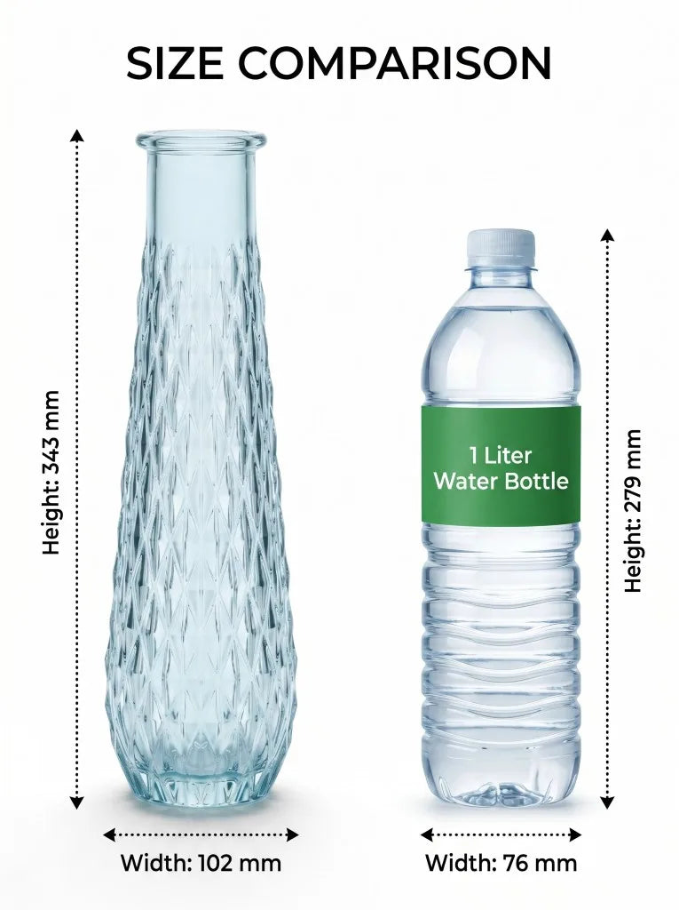 Diamond Glass Flower Vase – Blue (13.5") - view 4