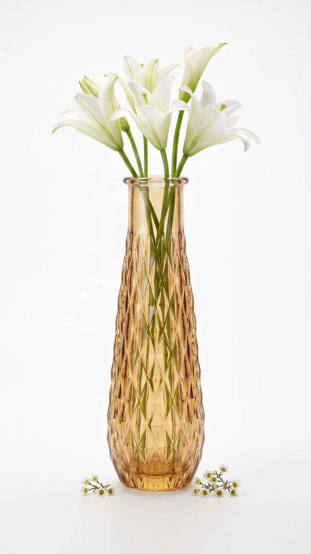 Diamond Glass Flower Vase – Gold (13.5")
