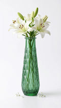 Diamond Glass Flower Vase – Green (13.5")