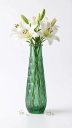 Diamond Glass Flower Vase – Green (13.5")
