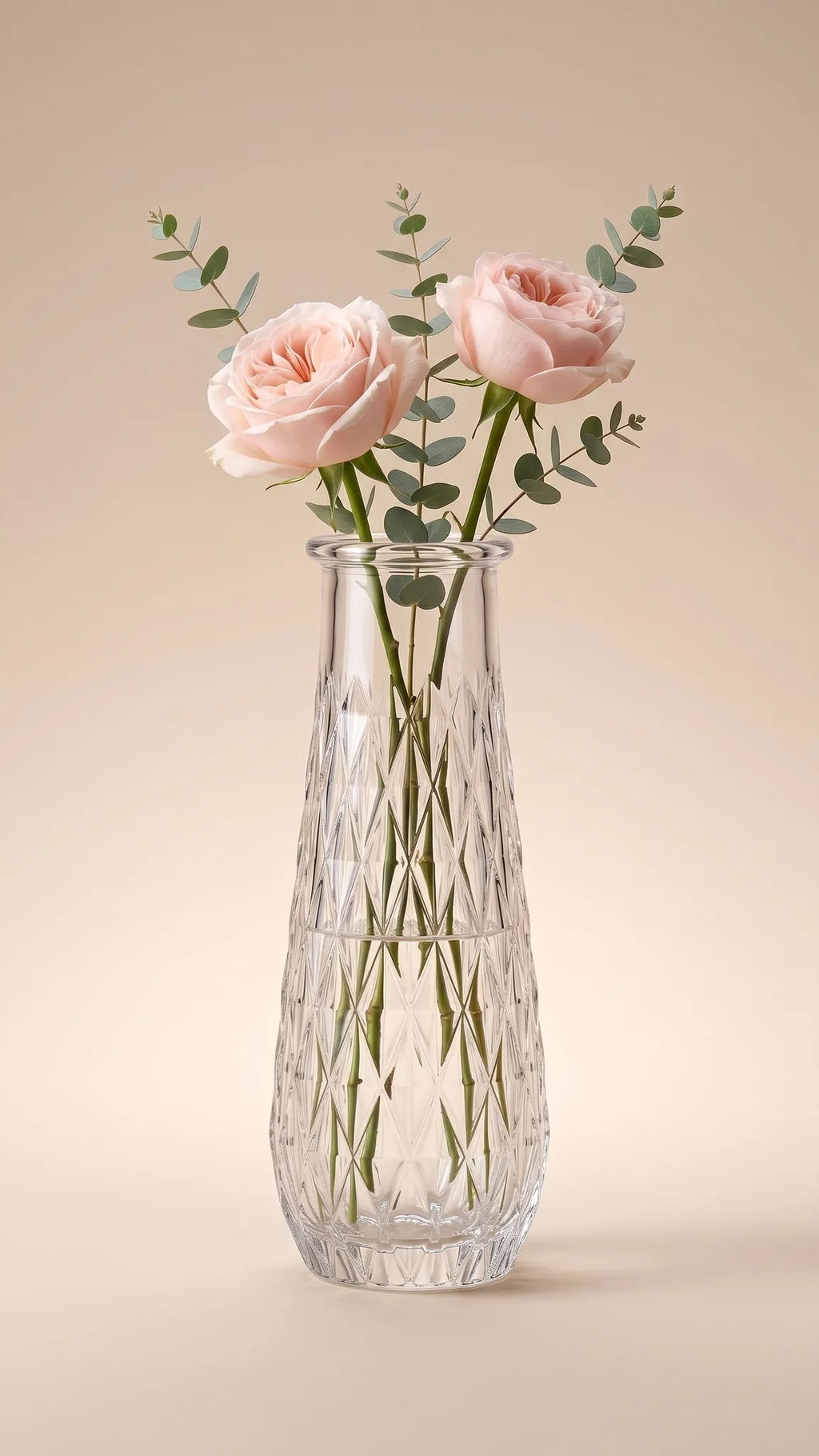 Diamond Glass Flower Vase – Clear (13.5")