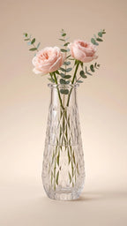 Diamond Glass Flower Vase – Clear (13.5")