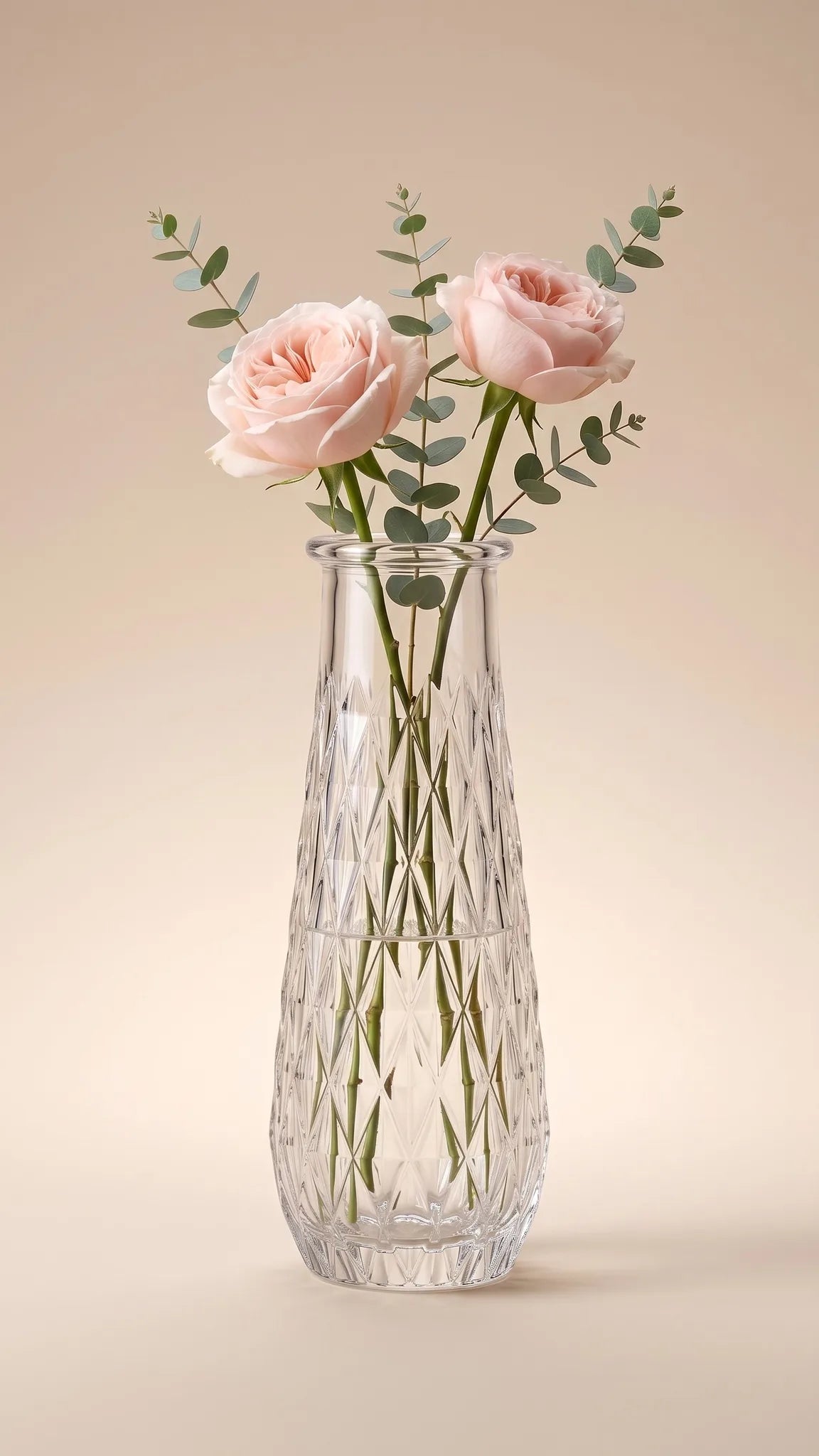 Diamond Glass Flower Vase – Clear (13.5")