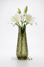 Diamond Glass Flower Vase – Green (13.5")