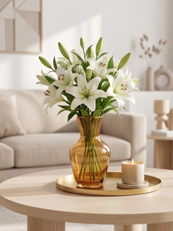 Decanter Glass Flower Vase – Gold (5.5") - view 2