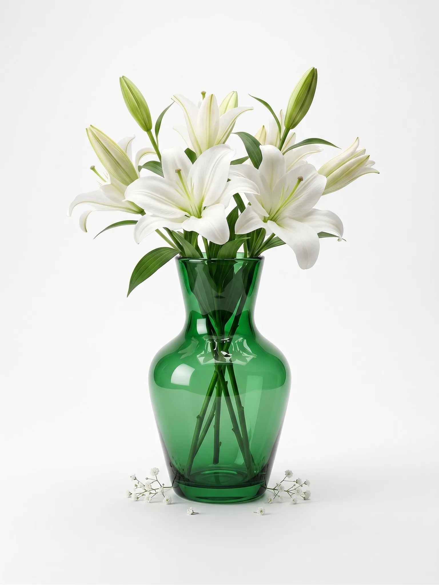 Decanter Glass Flower Vase – Green (5.5")