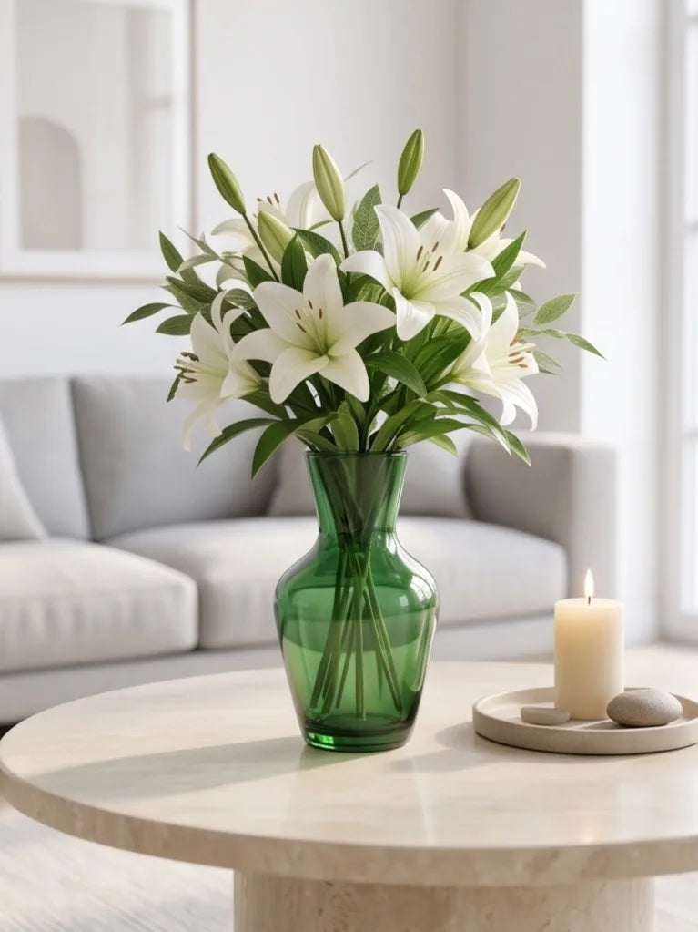 Decanter Glass Flower Vase – Green (5.5") - view 2