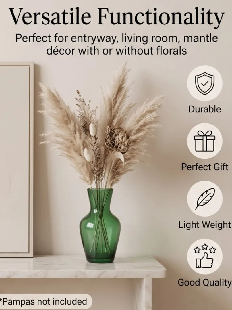 Decanter Glass Flower Vase – Green (5.5") - view 3