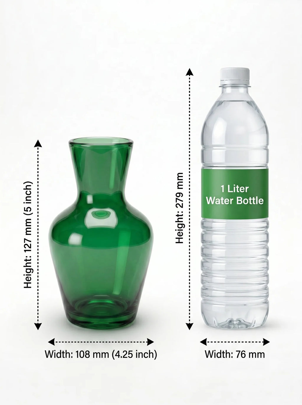Decanter Glass Flower Vase – Green (5.5") - view 4