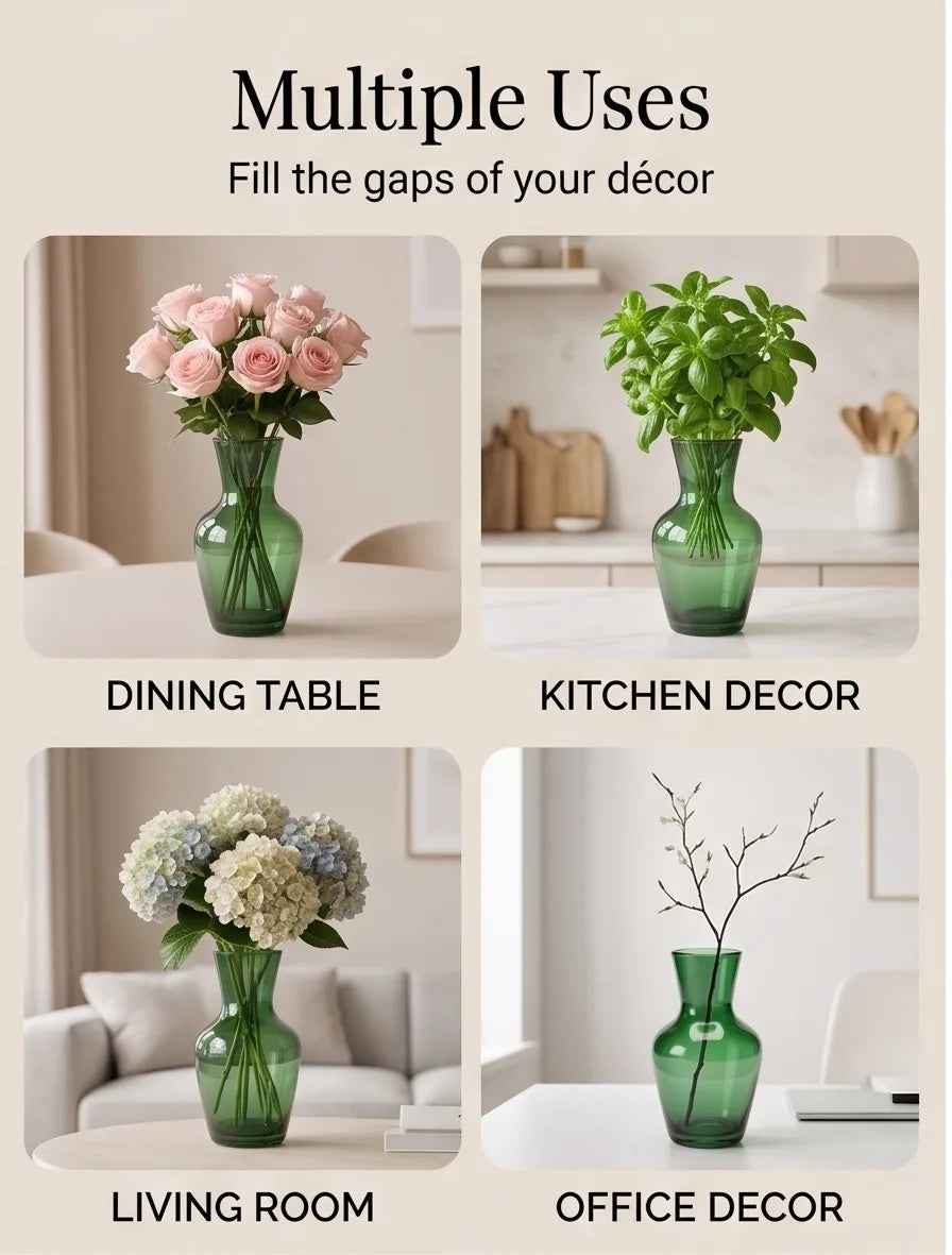 Decanter Glass Flower Vase – Green (5.5") - view 5
