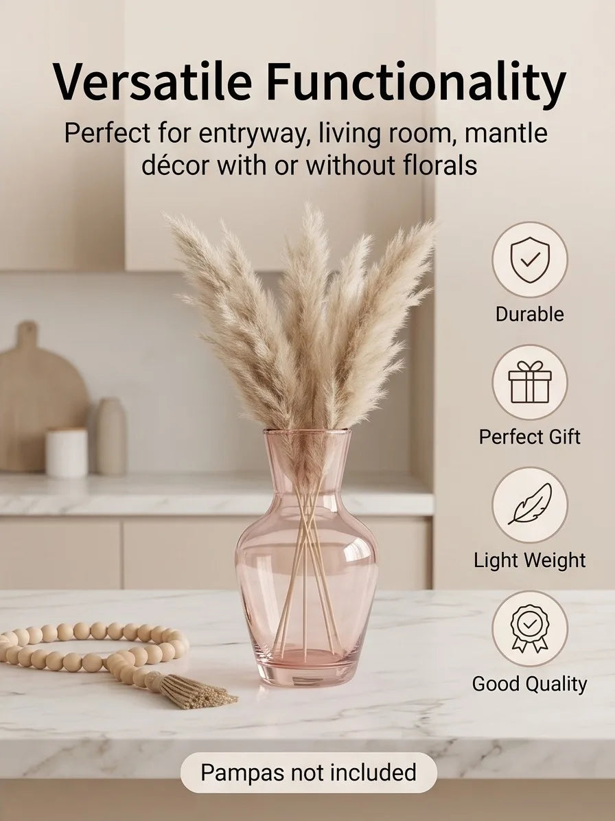 Decanter Glass Flower Vase – Pink (5.5") - view 3
