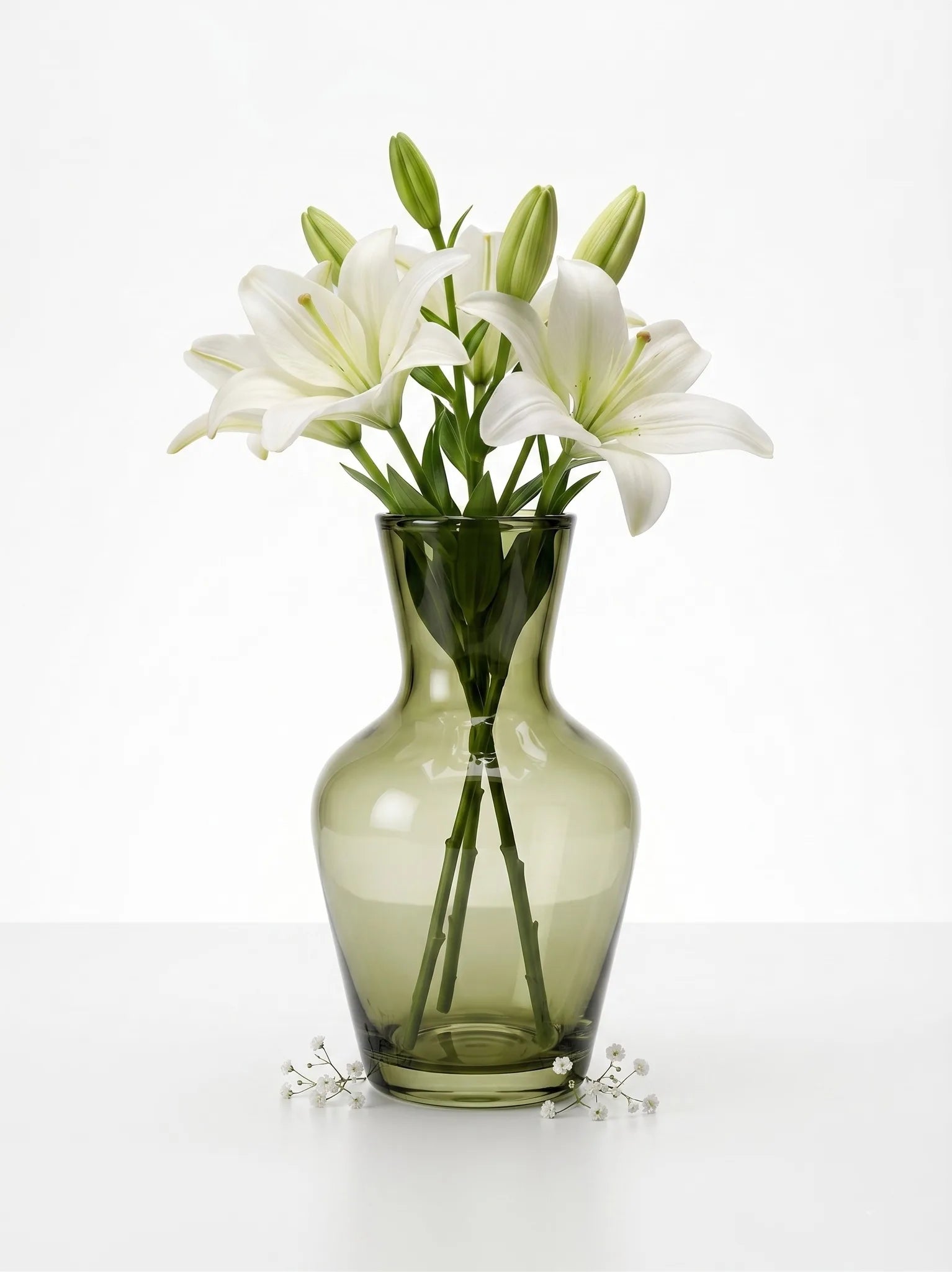 Decanter Glass Flower Vase – Green (5.5")