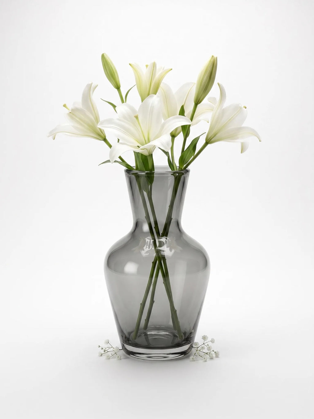Decanter Glass Flower Vase – Grey (5.5")