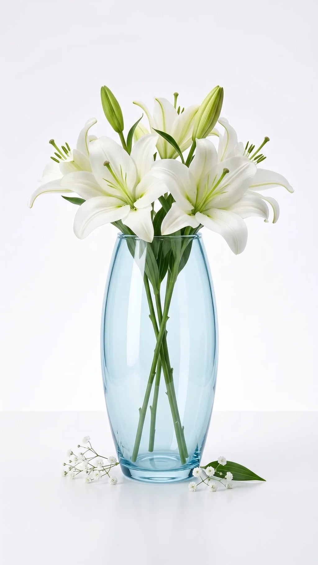 Glass Flower Vase – Blue (7")