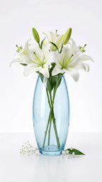 Glass Flower Vase – Blue (7")