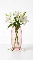 Glass Flower Vase – Pink (7")