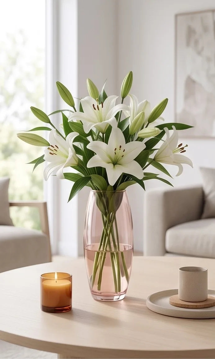 Glass Flower Vase – Pink (7") - view 2