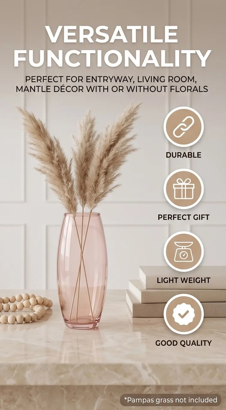 Glass Flower Vase – Pink (7") - view 3