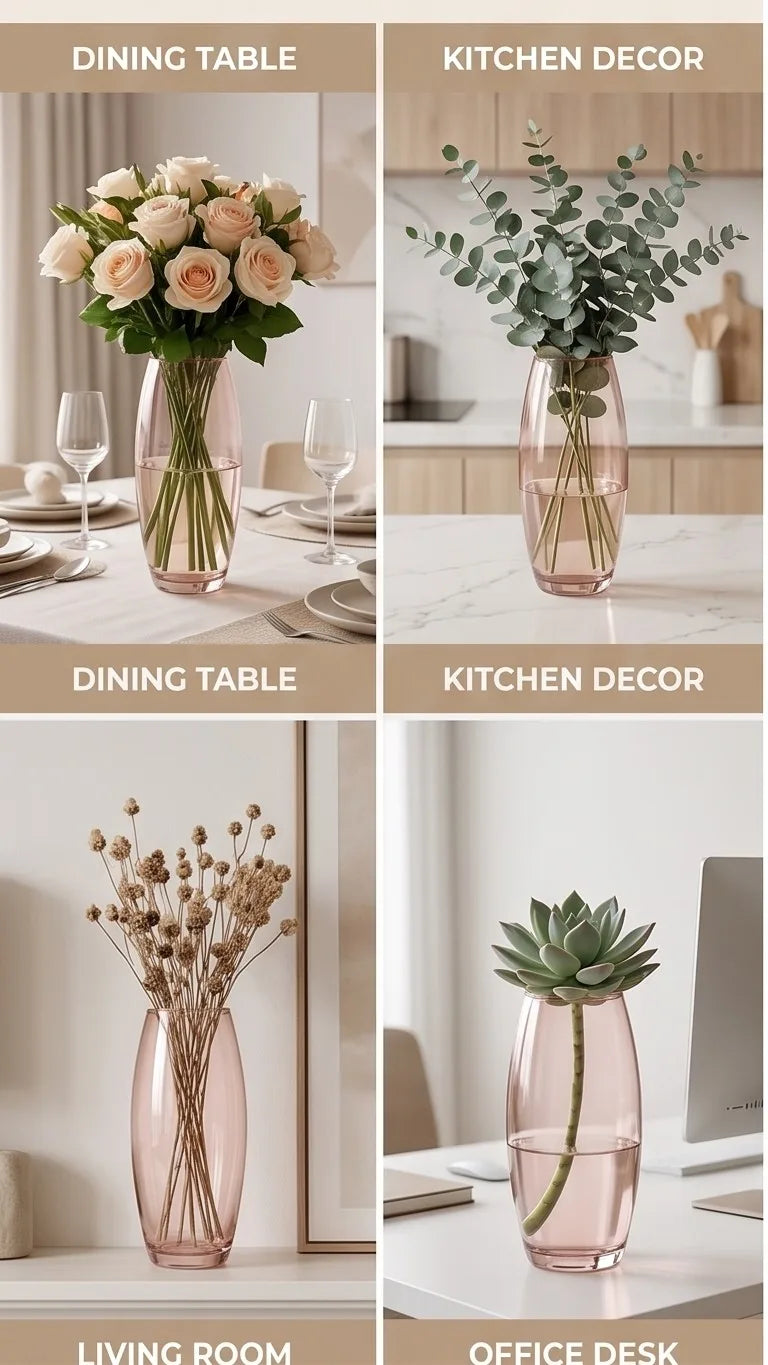 Glass Flower Vase – Pink (7") - view 5