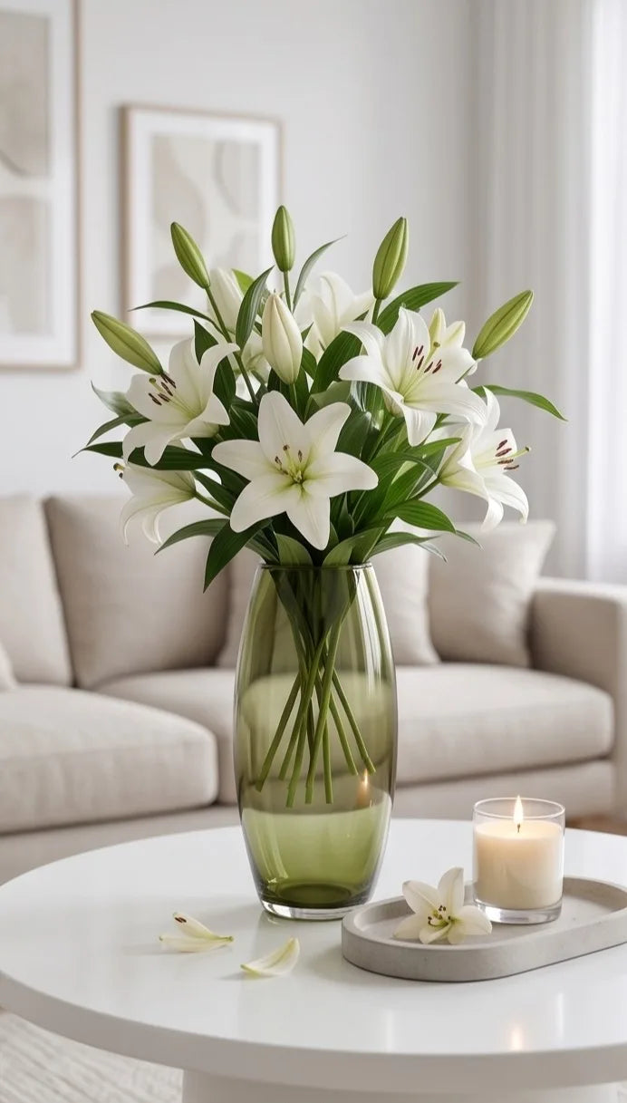 Glass Flower Vase – Green (7") - view 2