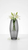 Glass Flower Vase – Grey (7")