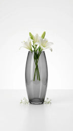 Glass Flower Vase – Grey (7")