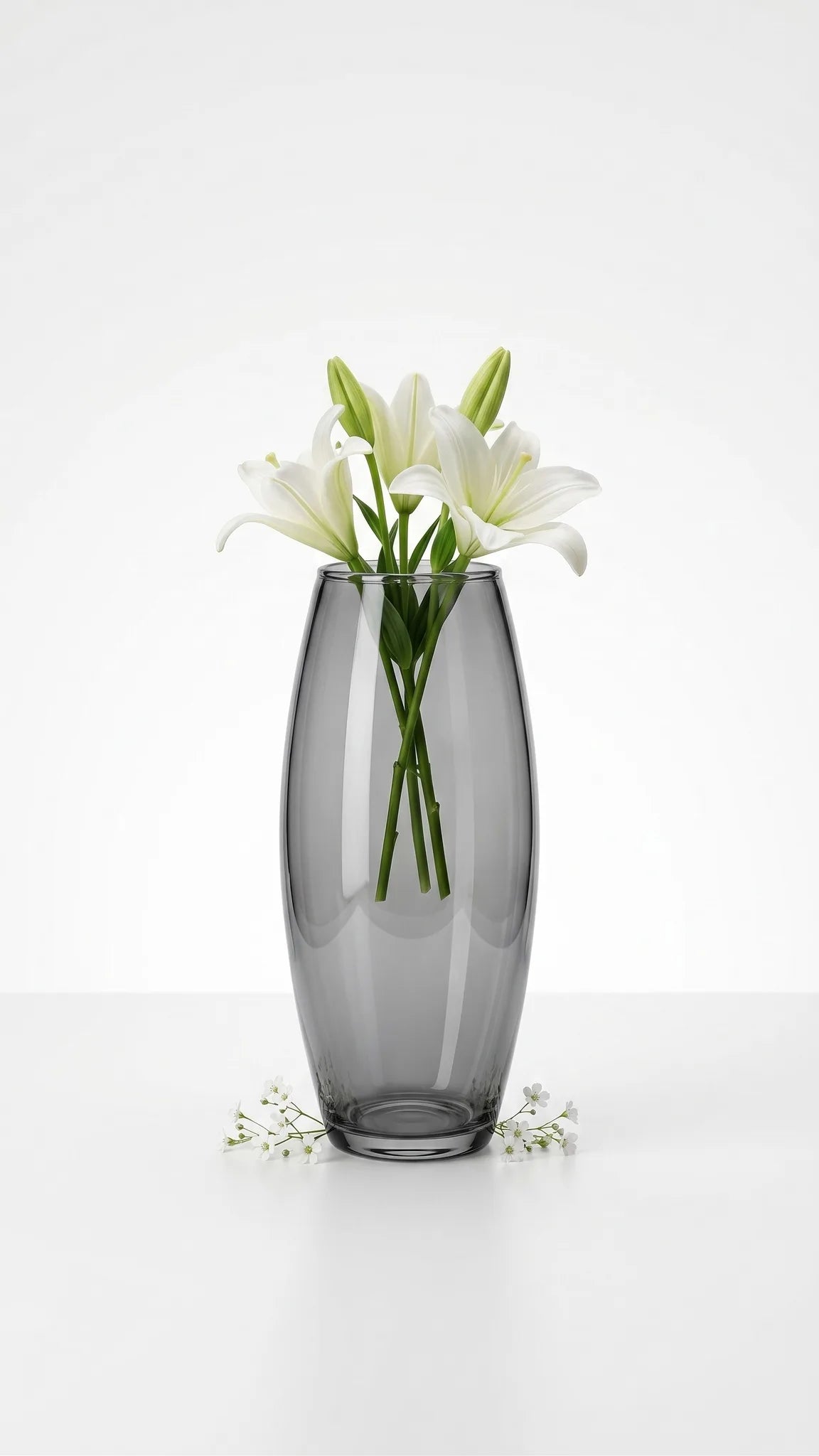 Glass Flower Vase – Grey (7")