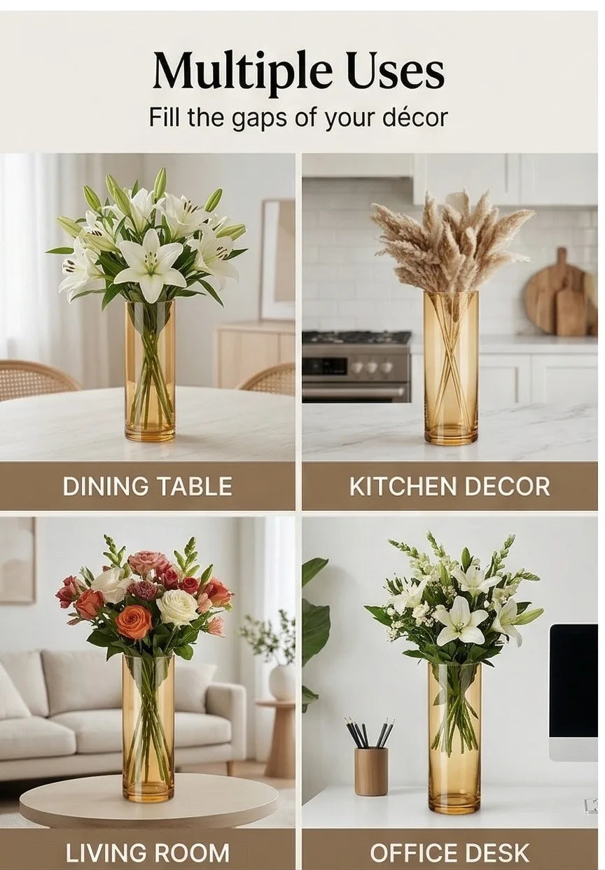 Dibba Glass Flower Vase – Gold (9.8") - view 3